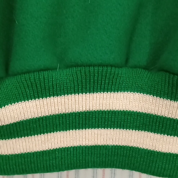 Green Wool And White Leather Letterman's Jacket - Picture 8 of 13